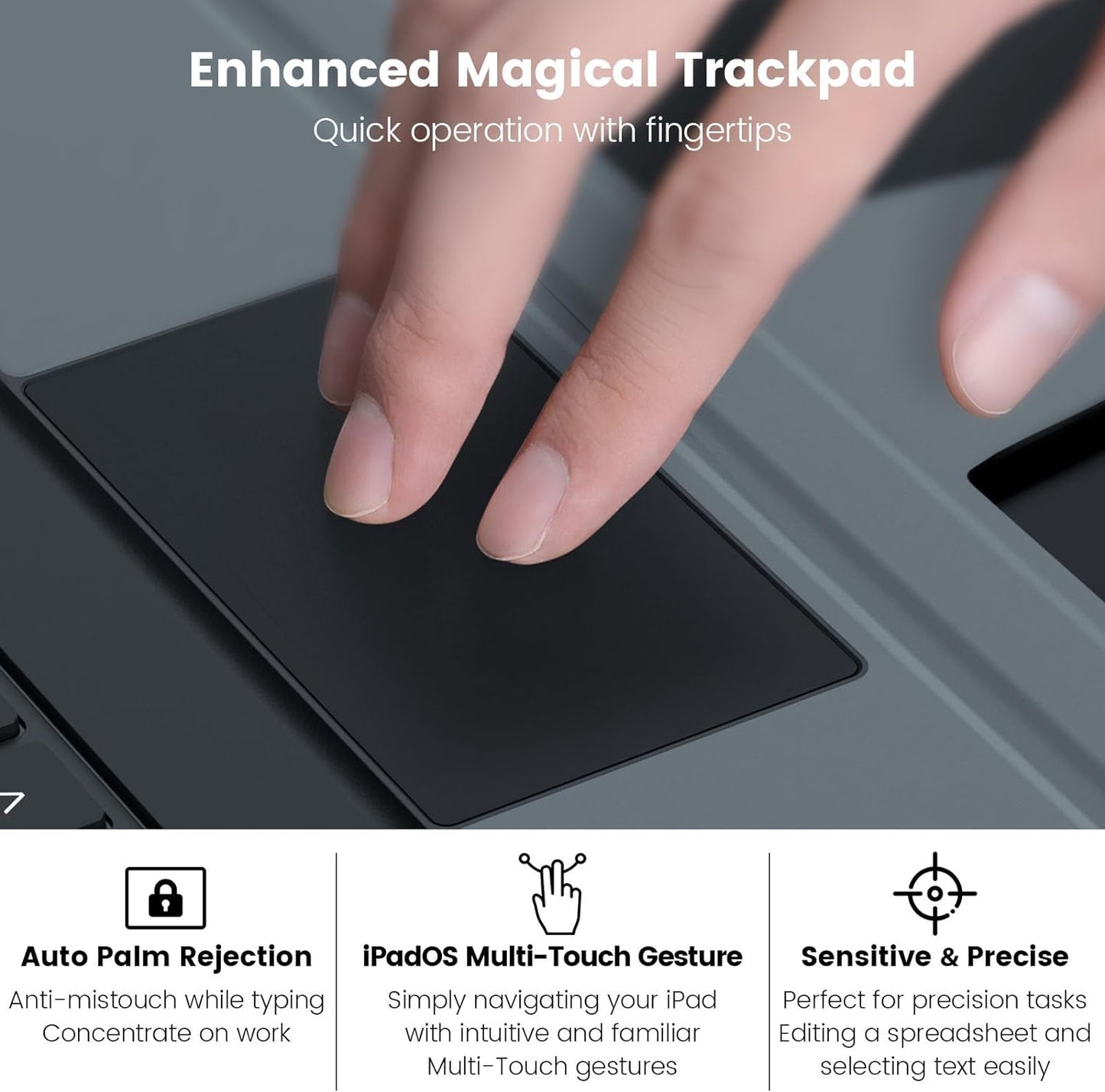 Nillkin iPad 9th Generation (10.2", 2021) Case with Detachable Keyboard, Magic Trackpad, 7-Colors Backlit, Portrait/Landscape Modes, Rugged Keyboard Case with Camera Cover for iPad 8th/7th Gen, Black