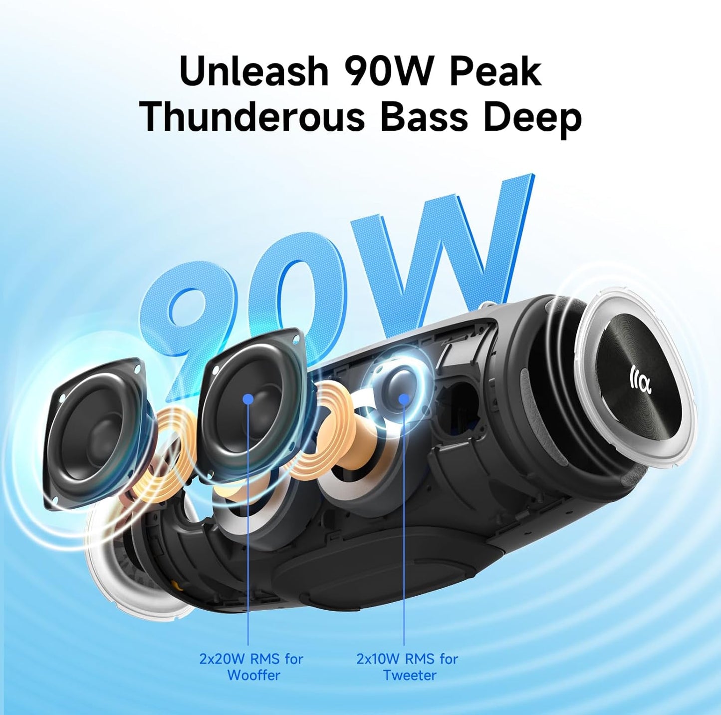 Portable Bluetooth Speaker 60W RMS,90W Peak Loud Subwoofer Wireless Stereo with HD Sound,8H Playtime IPX7 Waterproof for Party cmaping Beach (CAMO-60W RMS/90W Peak)