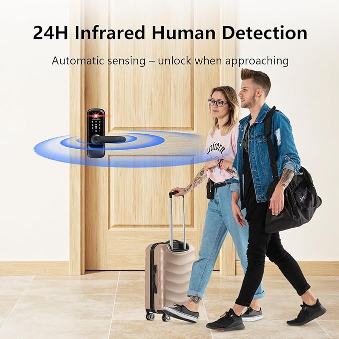 Smart Lock with Face Recognition, 3-in-1 Camera+ Doorbell+ Keyless Entry Door Handle, Palm Vein, Fingerprint, Keypad, WiFi Electronic Knob for Front Door and Bedroom,Motion Sensor,Tuya App