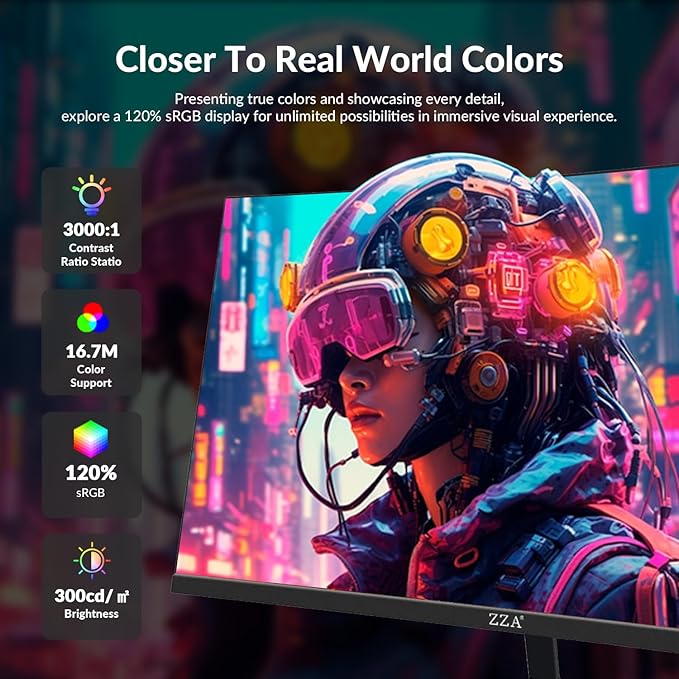 ZZA 24 Inch 200hz/180hz Curved Gaming Monitor, FHD 1080P Frameless Computer Screen, AMD FreeSync, Low Motion Blur, Eye Care for Home Office & PS5, DisplayPort & HDMI, VESA Mount - Black