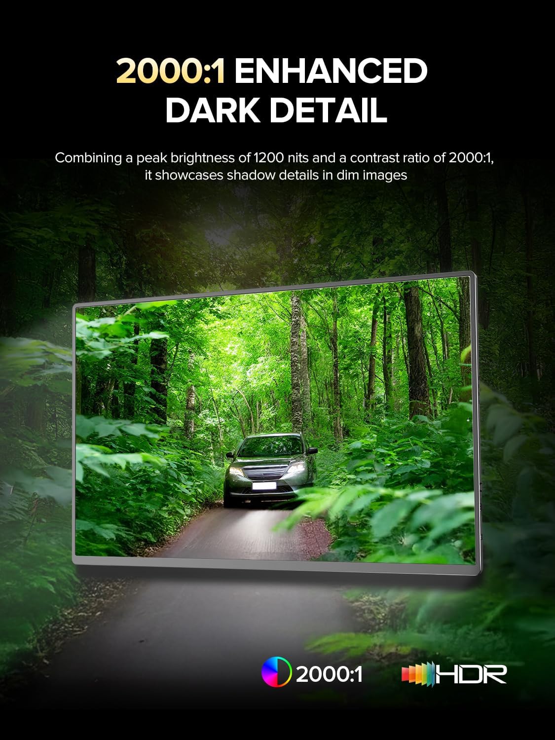 UPERFECT Portable Monitor 4K 16" | 1200 Nits Laptop Monitor | 3840 * 2400 UHD | 1MS FreeSync 2000:1 Contrast | USB-C & HDMI | VESA & Smart Case | Travel Screen for Computer, Mini PC, Game Consoles