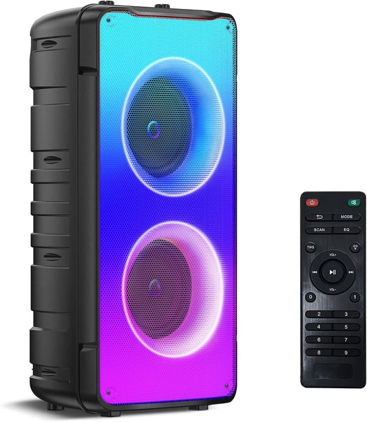 Bluetooth Speakers, 60W(80W Peak) Portable Loud Wireless Stereo Speaker with Rich Bass, Bluetooth 5.0, FM Radio, Colorful Light, TWS Pairing, EQ, 10000mAh Battery, Outdoor Speaker for Home Party Gift