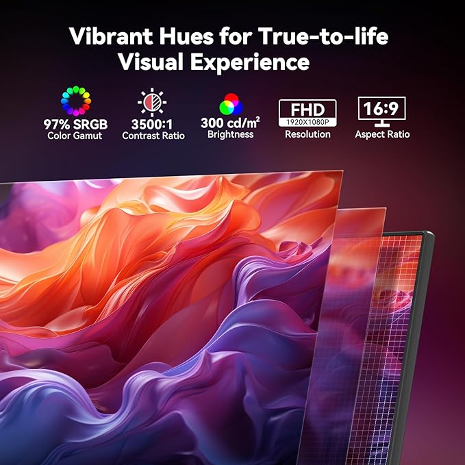 24.5 Inch Gaming Monitor 200Hz FHD (1920x1080) Computer Monitor Built-in Speakers, VA Panel, FreeSync, HDR10, 99% sRGB, FreeSync, HDMI&DP, Design VESA (75 x 75mm)