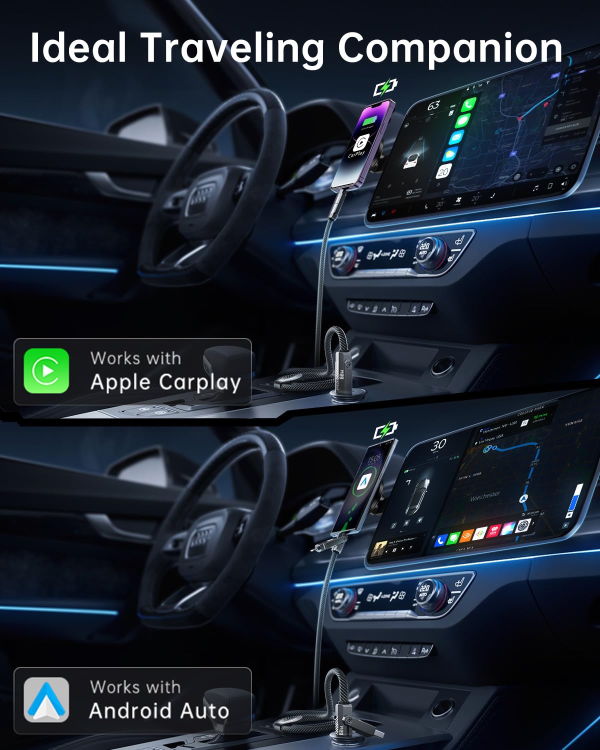 SHEZI Nylon Braided 4 in 1 USB C Cable 60W 3FT Compatible with Lightning Cable, Fast Charging for iPhone/iPad Charger Cord [480Mbps Data Sync],Multi Charging Cable with Type C/USB A, Grey