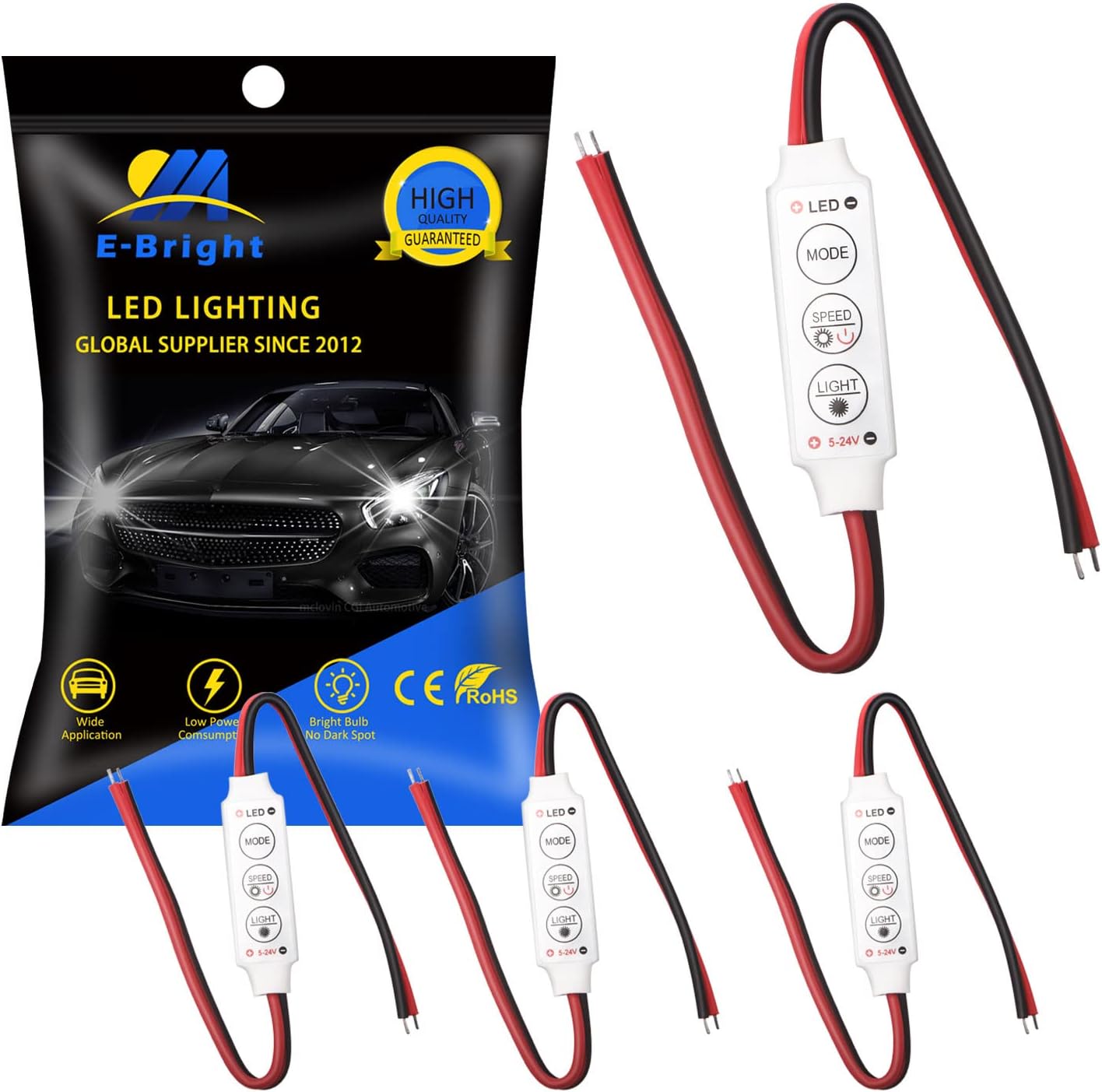 YM E-Bright LED Flash Strobe Controller for LED Strip Light Bulb Flasher Module Compatible with Car, Boat, Household DC 5V~24V Memory Function (Pack of 4)