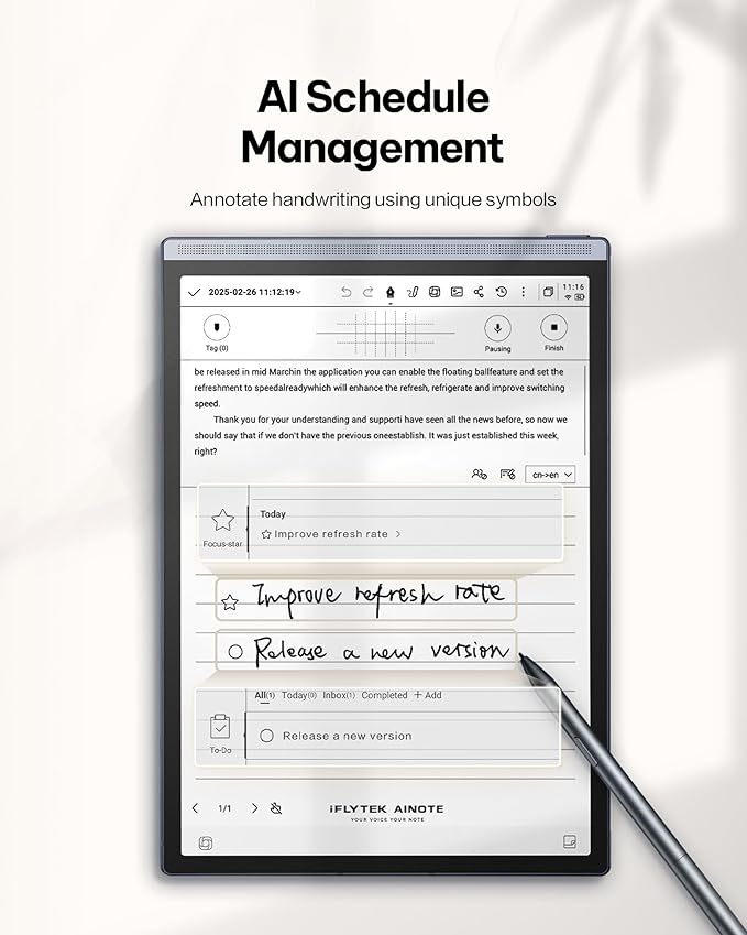 iflytek AINOTE Air 2 Bundle - Black Folio Case, 8.2-inch AI Note-Taking Tablet Writing Paper Tablets, Digital Notebook with Pen, Voice-to-Text Transcription, Multi-Languages Chatgpt Support