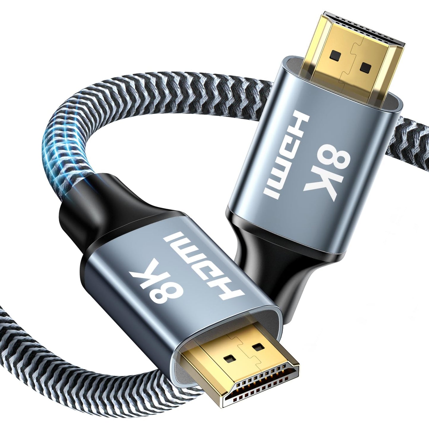 8K HDMI Cable 6 ft, 48Gbps High Speed HDMI 2.1 Cable, Braided HDMI Cable 2.1 8K 60Hz 4K 120Hz Support for HDR eARC HDCP 2.2/2.3, HDMI Cord Compatible with HDTV, Laptop, Monitor, PC