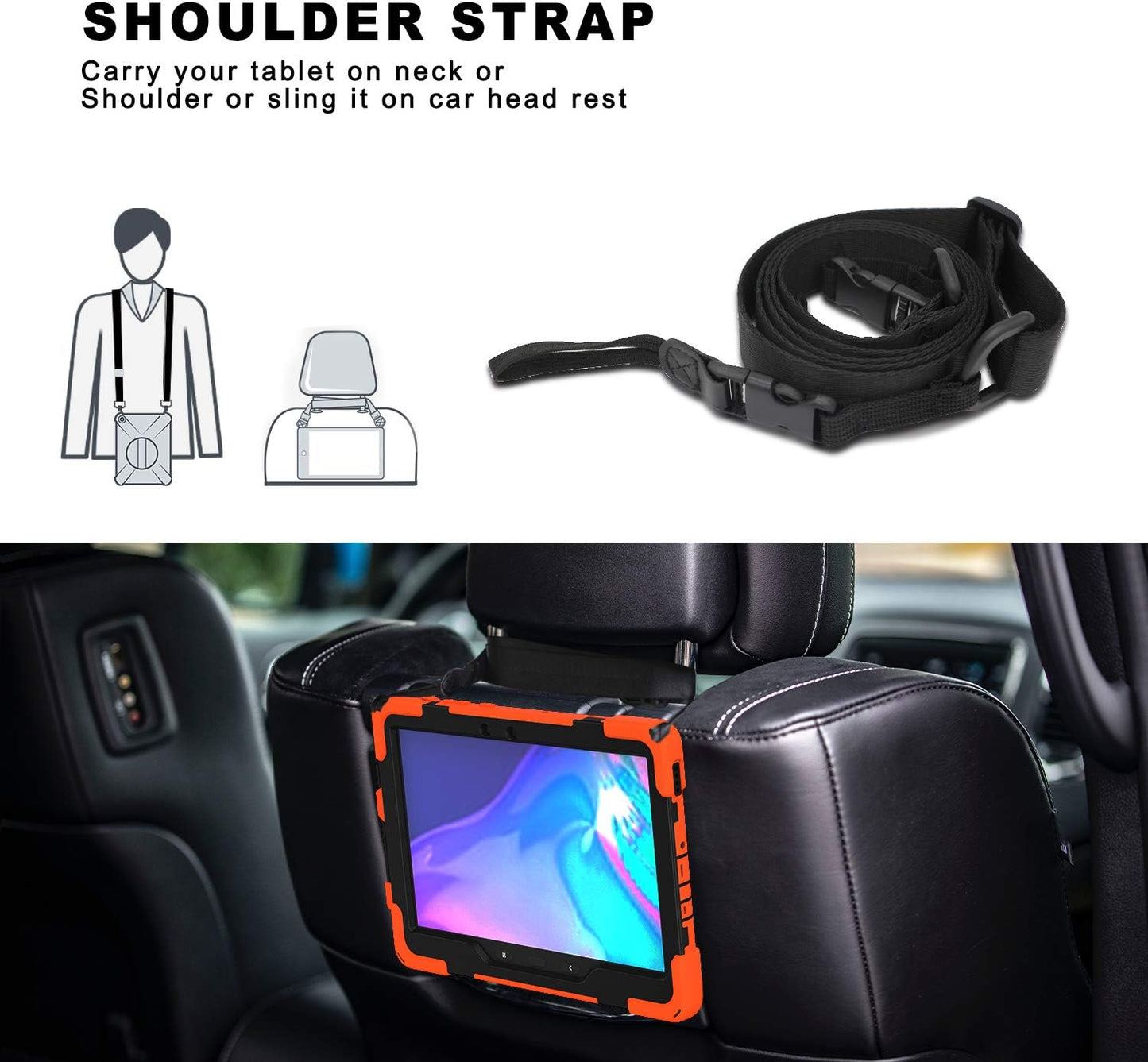 Rantice Case for Samsung Galaxy Tab Active5 PRO /Active4PRO /Active PRO 10.1, Shockproof Drop Protection Case with 360 Stand, Hand Strap & Shoulder Strap for SM-X350/X356B/T540/T547/T630/T638(Orange)