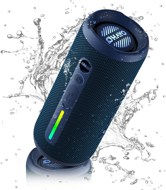 OHAYO Portable Bluetooth Speaker, IPX7 Waterproof Wireless Speaker with 24W Stereo Sound, Active Extra Bass, Bluetooth 5.3, RGB Lights, Dual Pairing, Up to 30H Playtime for Home, Outdoor, Party