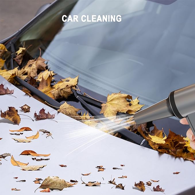 Cordless Electric Air Duster - 180K RPM Brushless Motor, 45W SuperFast Charge, 29.6Wh Rechargeable Battery, 4-Speed Adjustable Dust Blower for PC Cleaning, Electronics, Car & Woodworking, Silvergray