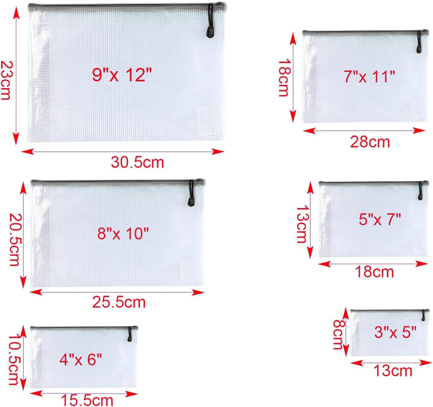 Oaimyy-24PCS-5 x 7"-Mesh Zipper Pouch, Plastic Zip File Folders Puzzle Bags for Organizing,Office Supplies,Travel,Home Storage-Black