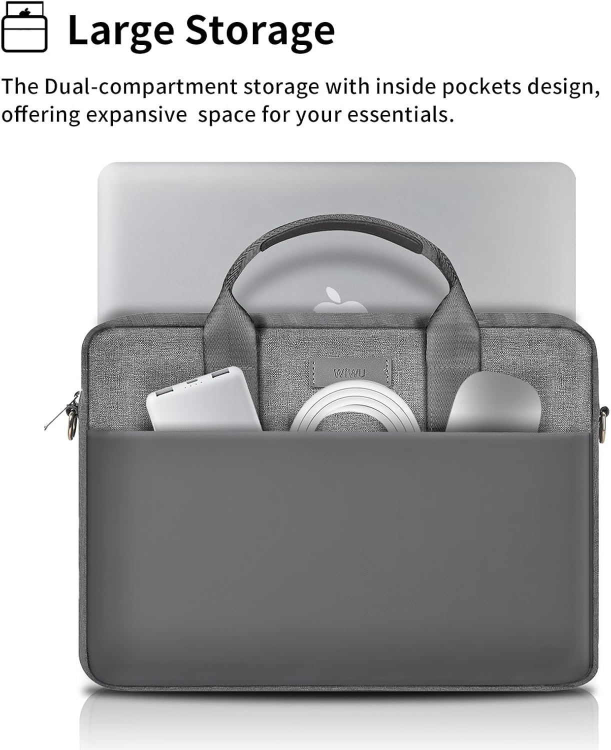 WIWU 14 Inch Laptop Bag for Men Women, Water-Resistant Laptop Case with Shoulder Strap Messenger Work Bag for Business Travel Compatible with MacBook Air Pro/Dell XPS/HP Envy/Microsoft Surface(Grey)