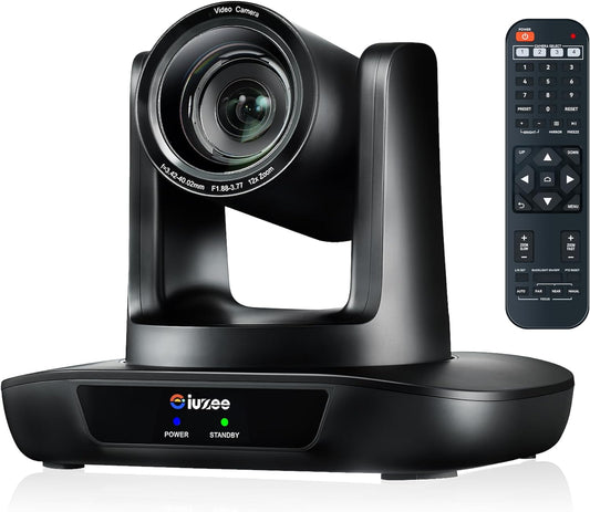 12X Optical Zoom Conference Room Camera USB3.0 HDMI PTZ Camera 1080P 60FPS Wide-Angle for Video Conference Church Live Streaming Meeting Education Works with Zoom Webex OBS YouTube