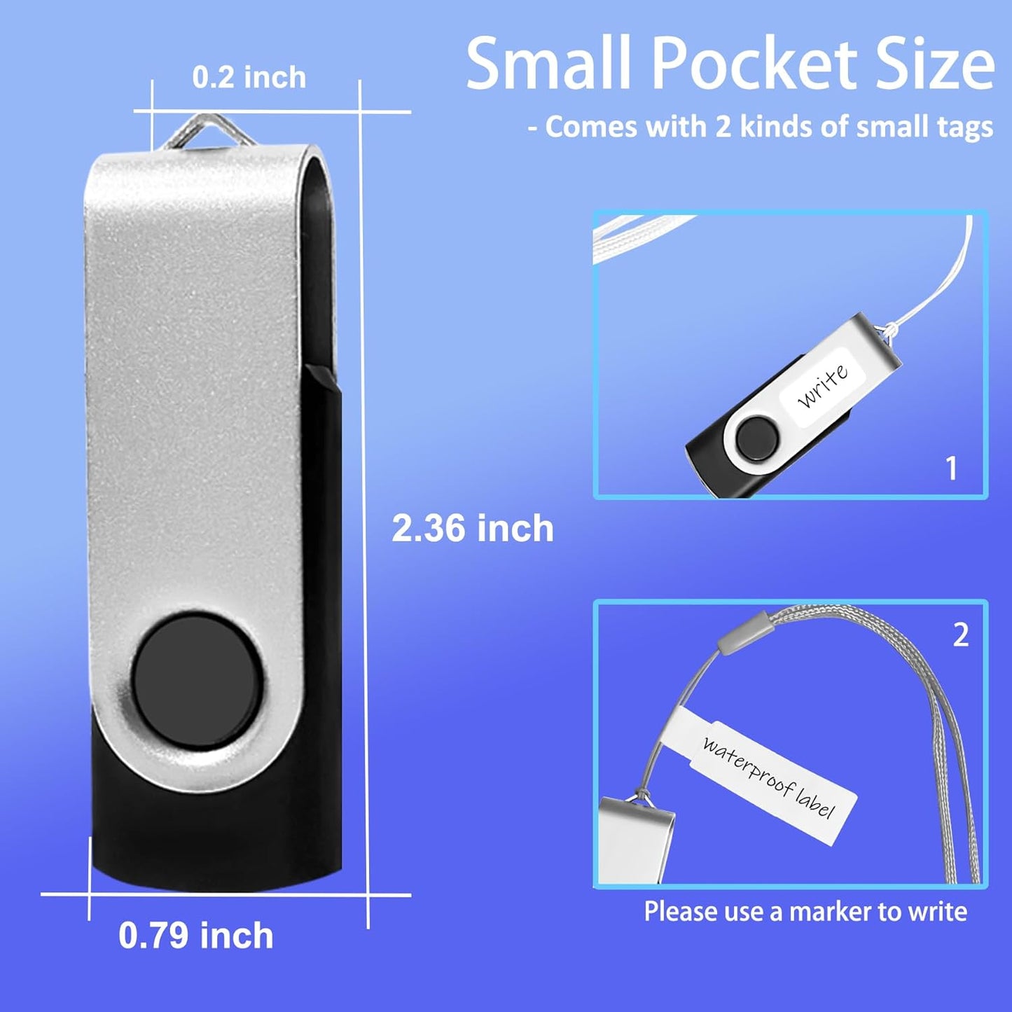 Thumb Drive 1GB USB Flash Drives 20 Pack 1GB USB 2.0 Jump Drives Multipack Memory Stick Zip Drive Pendrive 20 Packs with 20PCS Lanyards Label