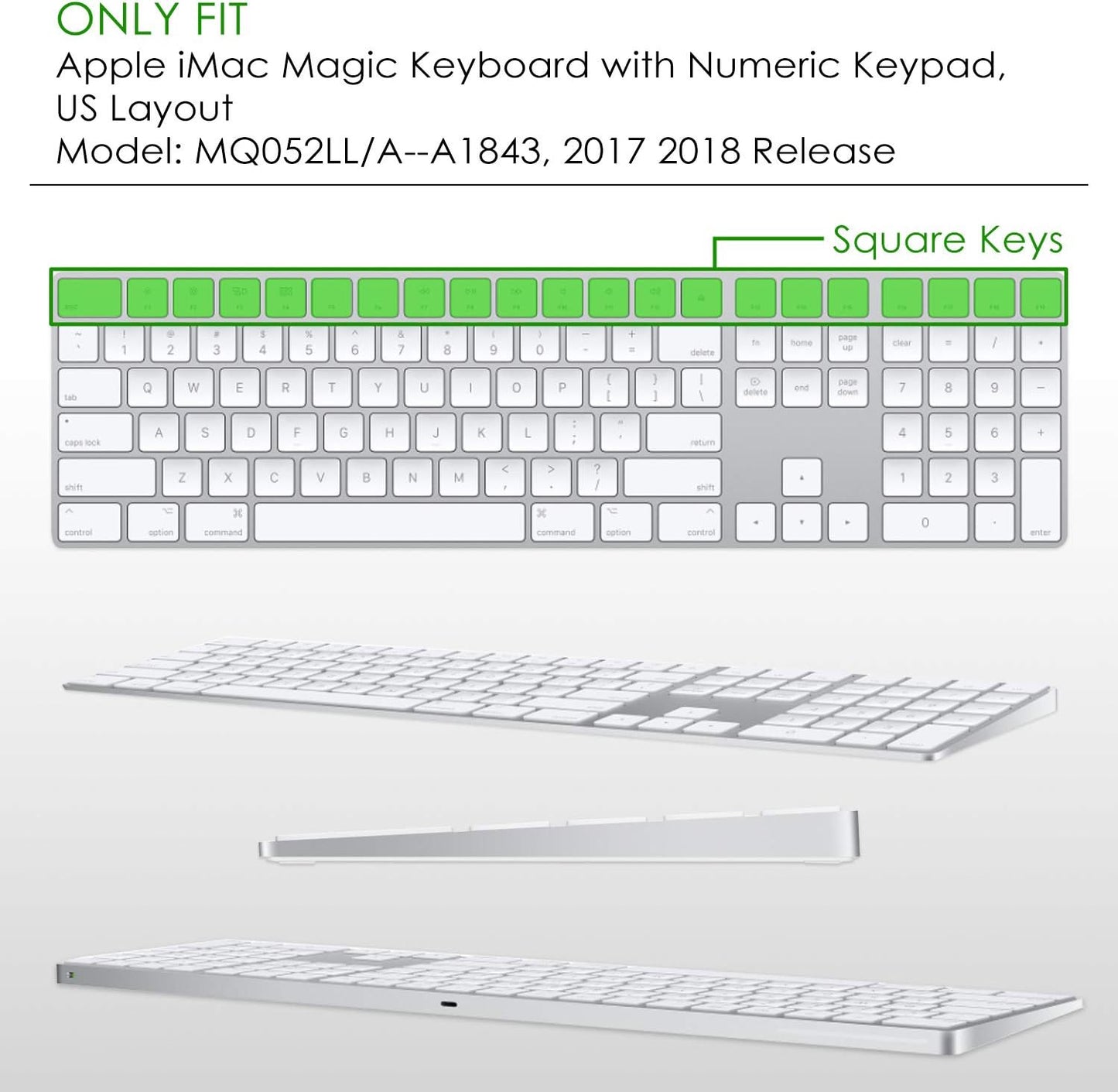 Allinside Ombre Blue Cover for Apple iMac Magic Wireless Keyboard with Numeric Keypad MQ052LL/A A1843 US Layout