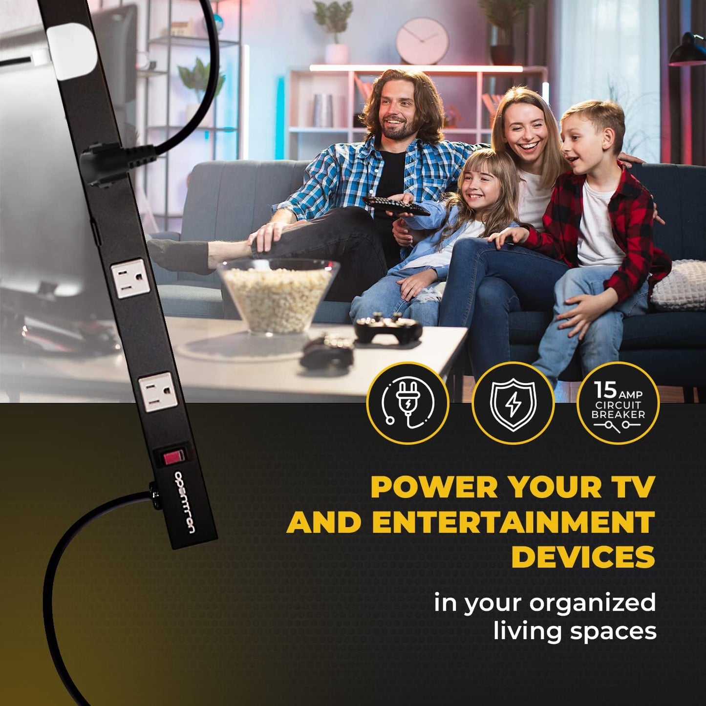 12 Outlets 4 Feet Body Heavy Duty Metal Surge Protector Power Strip (12 outlets 15 feet Power Cord 4 feet Body)