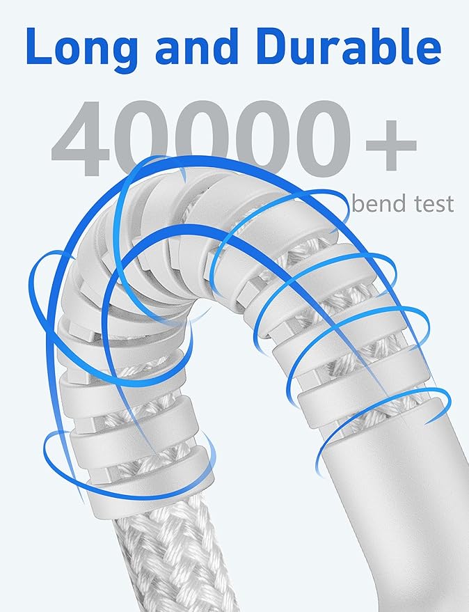 USB C Cable [2 Pack, 10FT], Long USB A to USB C Charger Cable, Type C Cable 3A Fast Charging Upgraded Extra Durable Braided USBC Cord for iPhone 17/16 15 Pro Max/Samsung Galaxy S23/LG and More-Silver