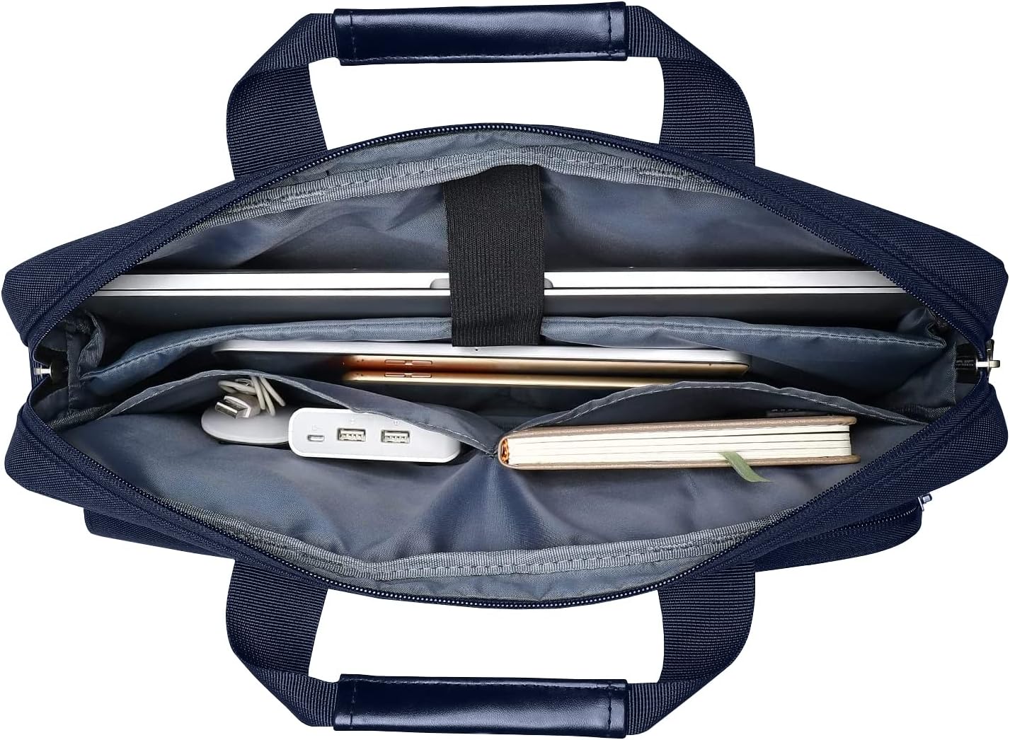 MOSISO Laptop Shoulder Bag, Computer Bag with 2 Raised&1 Flapover&1 Horizontal Pocket&Handle&Belt