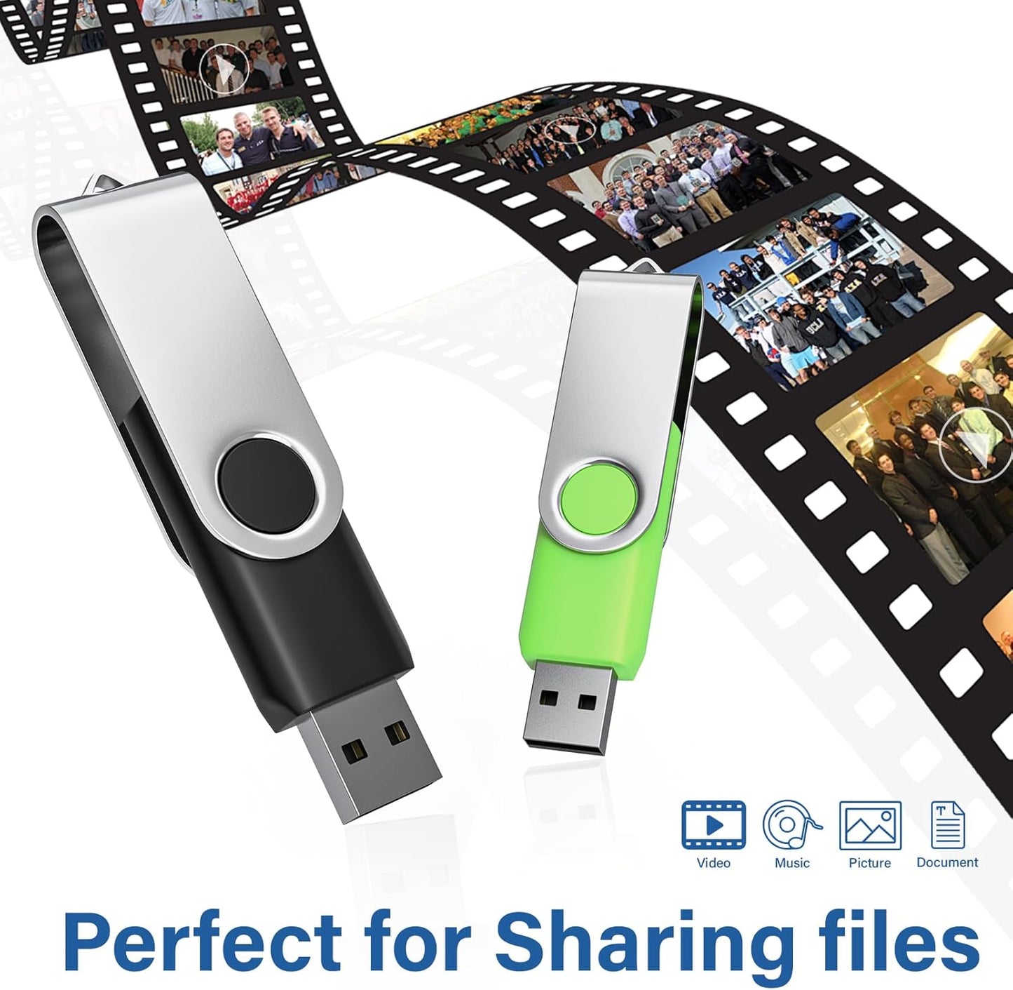 Flash Drives 128MB 20 Pack with Keychains, Swivel USB 2.0 Thumb Drives Bulk USB Drive Memory Stick Thumb Drives Pack (Mixcolors)