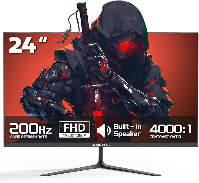 24.5 Inch Gaming Monitor 200Hz FHD (1920x1080) Computer Monitor Built-in Speakers, VA Panel, FreeSync, HDR10, 99% sRGB, FreeSync, HDMI&DP, Design VESA (75 x 75mm)