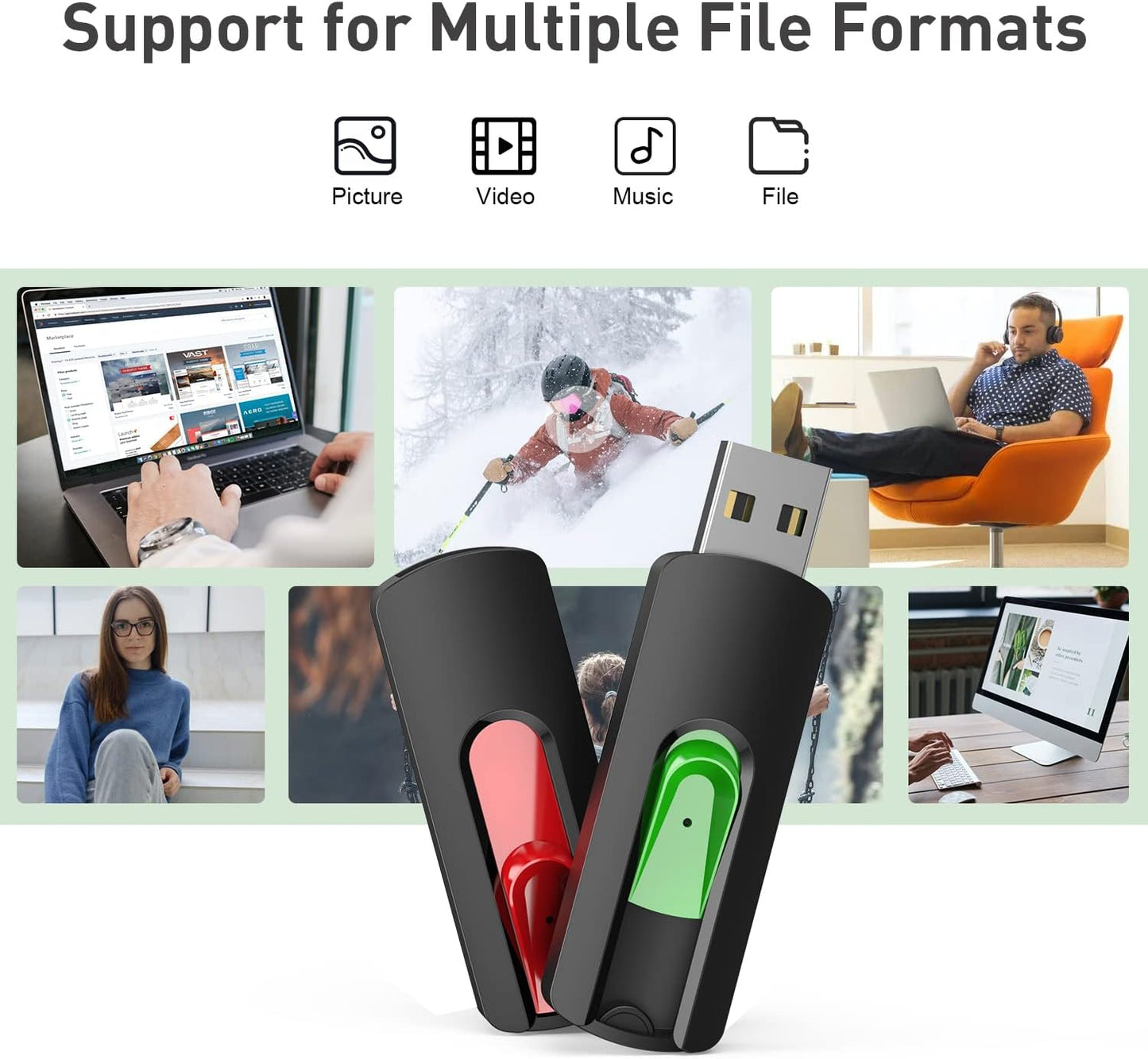 Aiibe 128GB Flash Drive 5 Pack 128GB USB Flash Drives Thumb Drive 128 GB USB Drive USB 2.0 Memory Sticks Jump Drives 128G (5 Pack, Red Green Cyan Yellow Purple)
