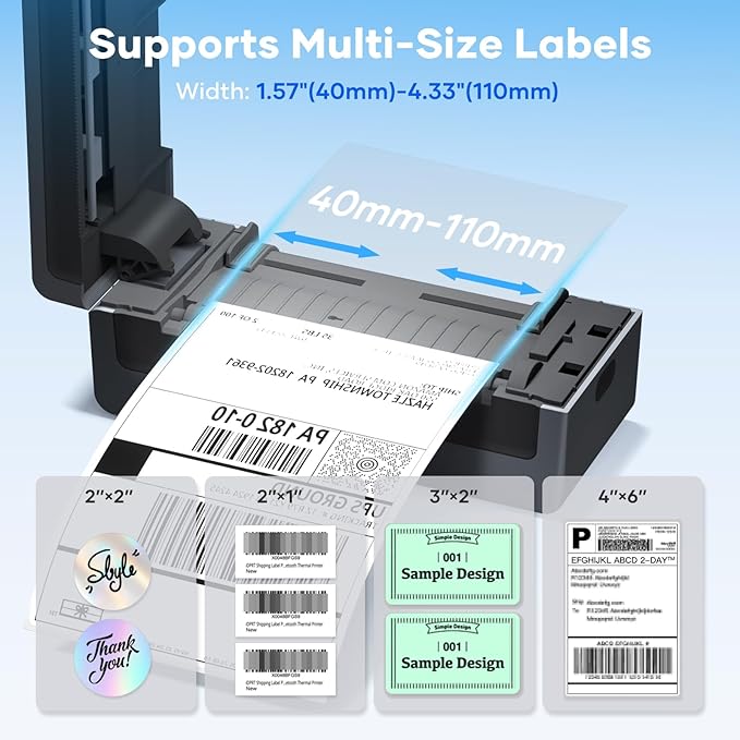 iDPRT 4x6 Shipping Label Printer Bluetooth Portable - Thermal Mobile Printer for Small Business, Compatible with iPhone, Android, Windows, macOS, Supports Amazon, Ebay, Walmart, FedEx