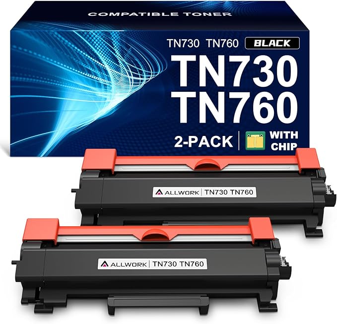 TN730 TN760 Toner 2-Pack Compatible Replacement for Brother TN730 TN760 TN770 Toner for Brother HL-L2350DW HL-L2370DW HL-L2390DW HL-L2395DW MFC-L2690DW MFC-L2710DW MFC-L2717DW MFC-L2750DW