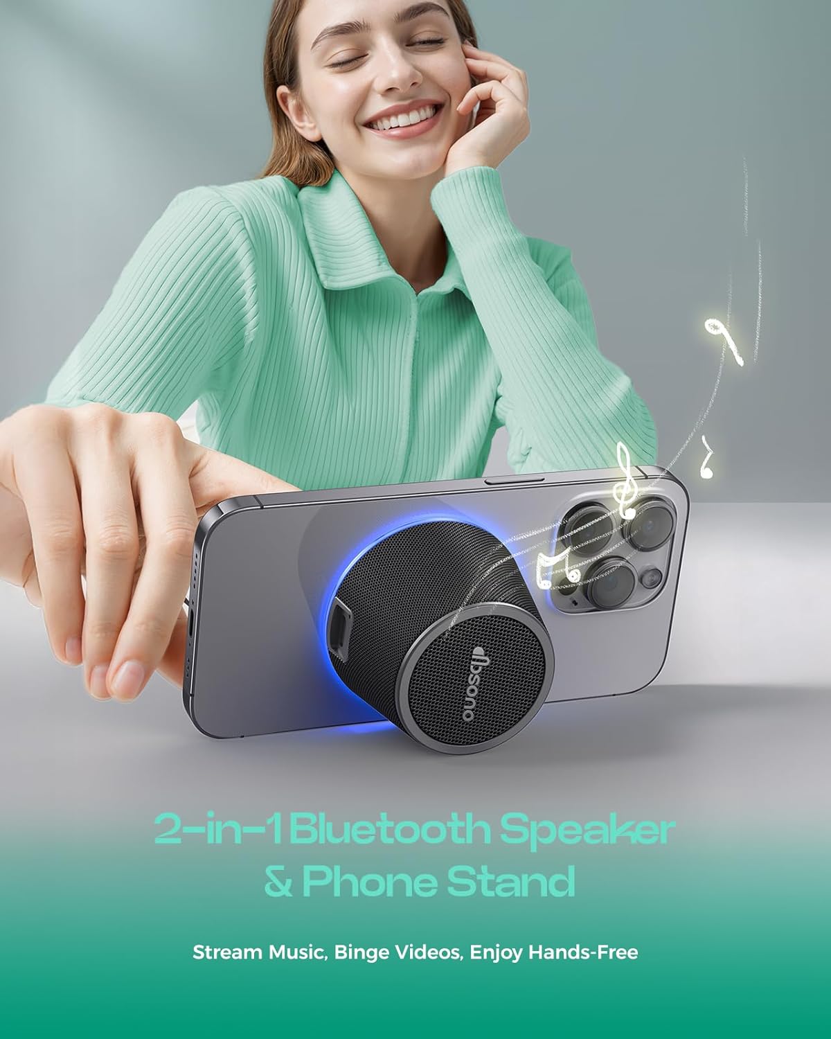 Stocking Stuffers for Men Women: Portable Bluetooth Speaker with Color Light Phone Stand, Christmas Birthday Anniversary White Elephant Gifts for Adults Teens Boy Girl Trendy Stuff