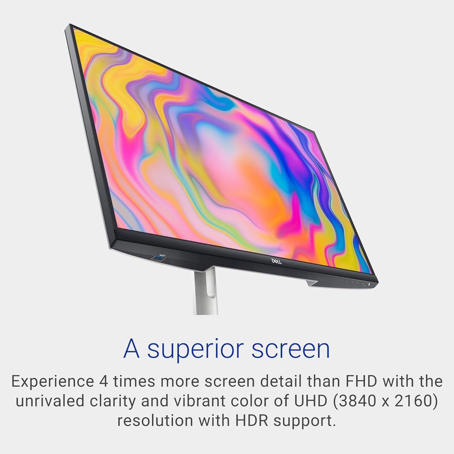 Dell S2722QC Monitor - 27 inch 4K USB-C , UHD (3840 x 2160) Display, 60Hz Refresh Rate, 8MS Grey-to-Grey Response Time, Built-in Dual 3W Speakers, 1.07 Billion Colors - Platinum Silver