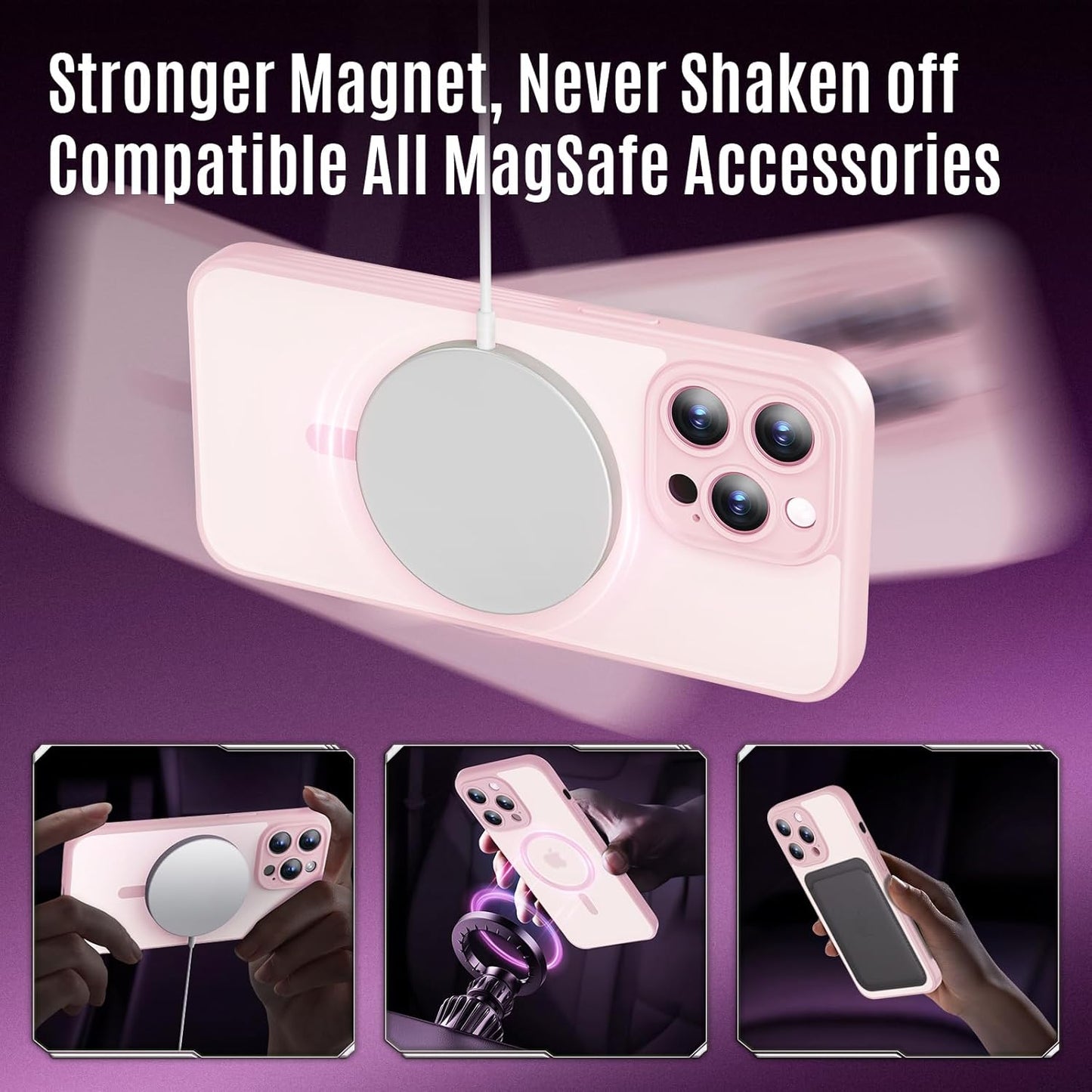 Designed for iPhone 12 Pro Max Case, Compatible with MagSafe, with Privacy Screen Protectors X2, [Camera Protection] [15FT Military Drop Protection] Shockproof Phone Case, 6.7", Pink