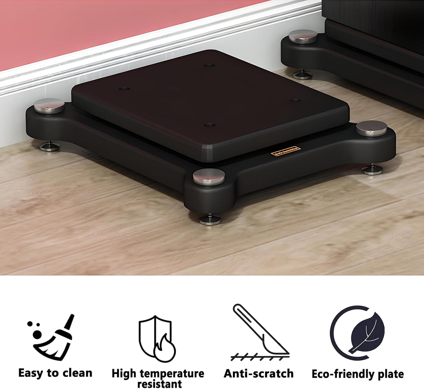 2pcs Subwoofer Isolation Stand, Double-Layered Speaker Isolation Stands with Stainless Steel Metal Feet, Acoustic Speakers Isolation Pad for Floor, Desktop (11.8×13.7in)