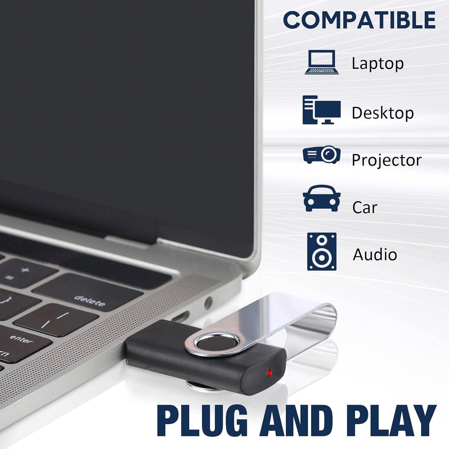 5 Pack 32GB USB Flash Drive with Type C Adapter and Storage Box USB 2.0 High Speed Metal Pen Drive 360° Rotatable Storage Memory Stick for Phone/Pad/PC/Laptop/Android - Black(5-Pack 32GB)