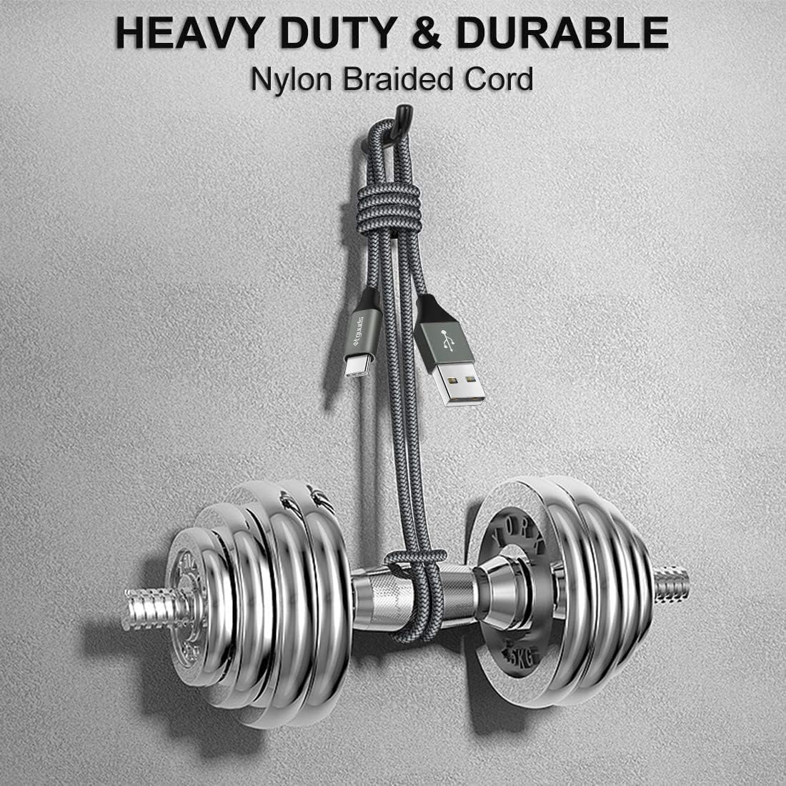 Long USB C Cable [12ft, 2-Pack], etguuds Fast Charging USB A to Type C Charger Cable Braided for Samsung Galaxy S22 S21 S20 Ultra 5G S10 S10E S9 Note 20 10 9, A10e A20 A33 A32 A50 A70, LG, Moto, Pixel