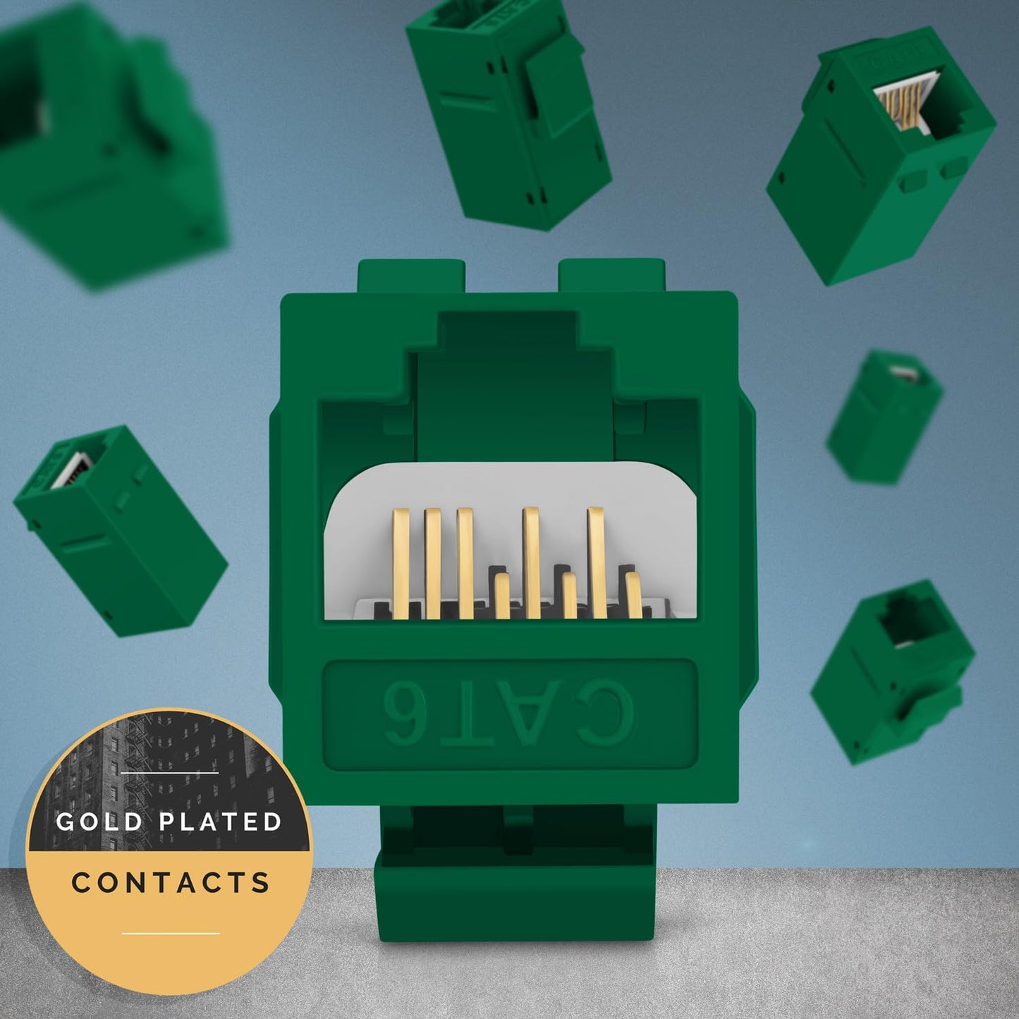 Everest RJ45 CAT6 Keystone Coupler in Green (12-Pack) - RJ45 Coupler - Cat6 Keystone Jacks