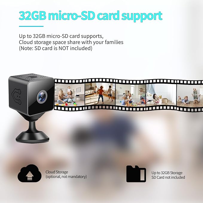 Mini Wireless Camera Home Security cámaras Indoor/Outdoor Cam 1080P HD Small Smart WiFi House Cameras Micro House Nanny Cams Battery-Powered with Motion Detection and Clear Night Vision Baby Monitor