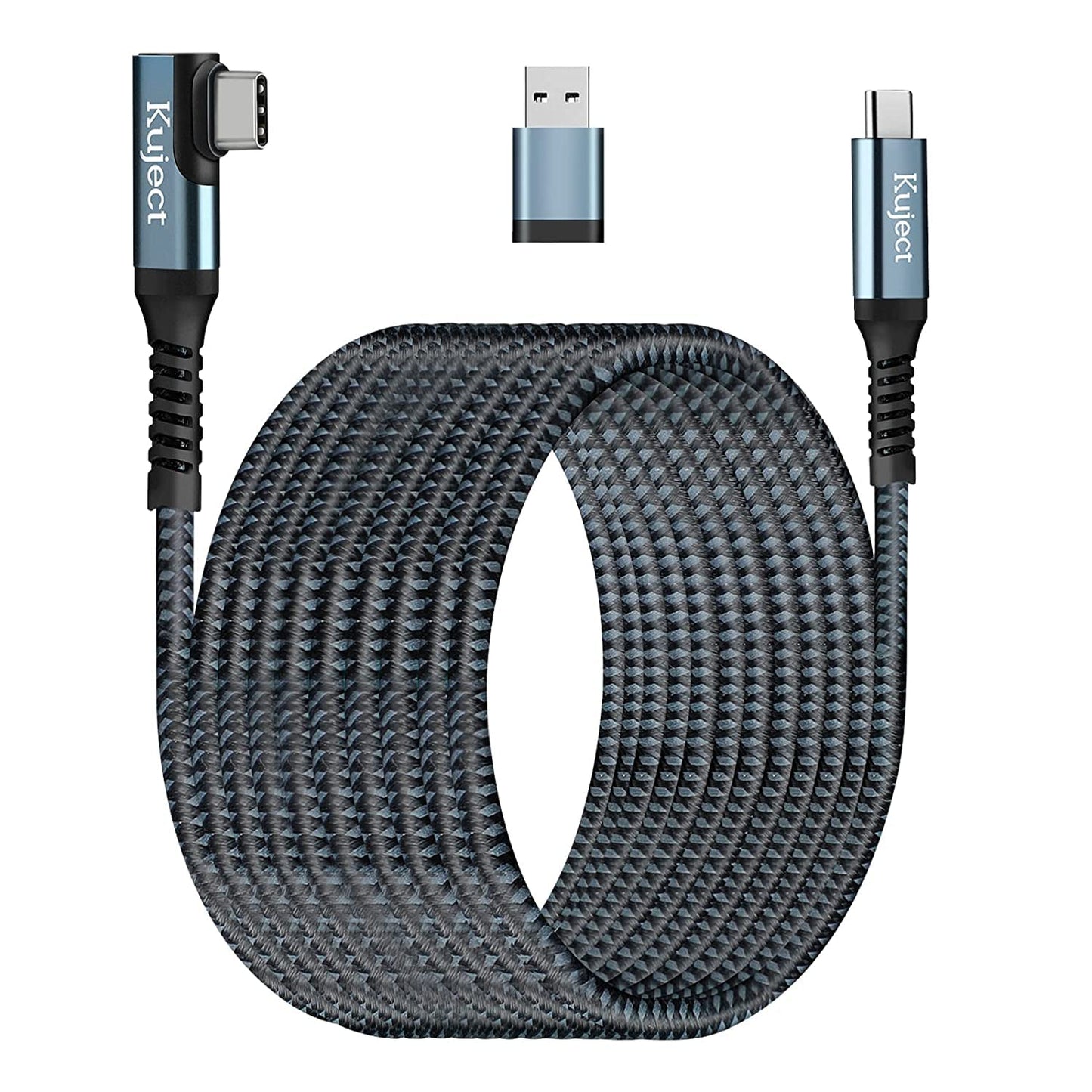 Kuject Link Cable 20FT Compatible for Quest 3S/3, Quest 2/Pro, Pico 4, Nylon Braided Accessories for Rift S/Steam VR Games, USB 3.0 Type C to C High Speed Data Transfer Charging Cord for Gaming PC