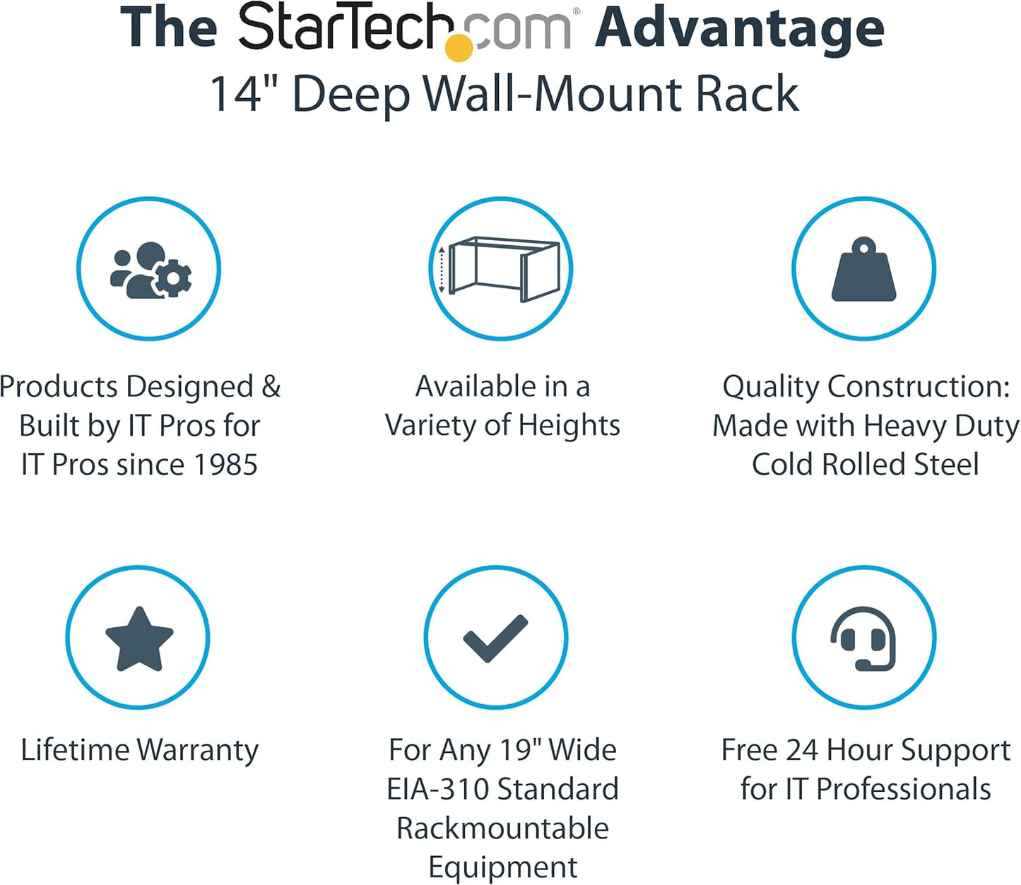 StarTech.com 4U Wall Mount Network Rack & 1U Server Rack Shelf & 8 Outlet Horizontal 1U Rack Mount PDU Power Strip