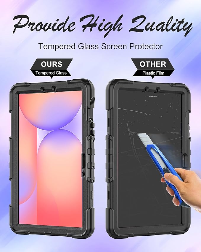 Case for Samsung Galaxy Tab S10 Lite/ S10 FE / S9 FE 10.9 Inch / S9 11'' 5G Protective with Screen Protector/Pen Holder/Hand Strap, Heavy Duty Shockproof Tablet Cover for S10 Lite, Black