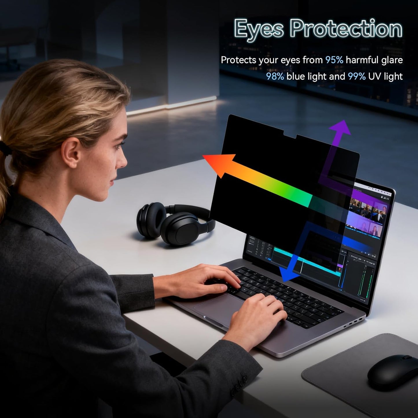 360° Privacy Screen for MacBook Air 15 Inch (2023-2025, M2 M3 M4) - A2941 A3114 A3241, 4 Way Privacy Anti Glare Blue Light Filter Shield Film Anti Spy Laptop Protector for Mac 15.3In Computer