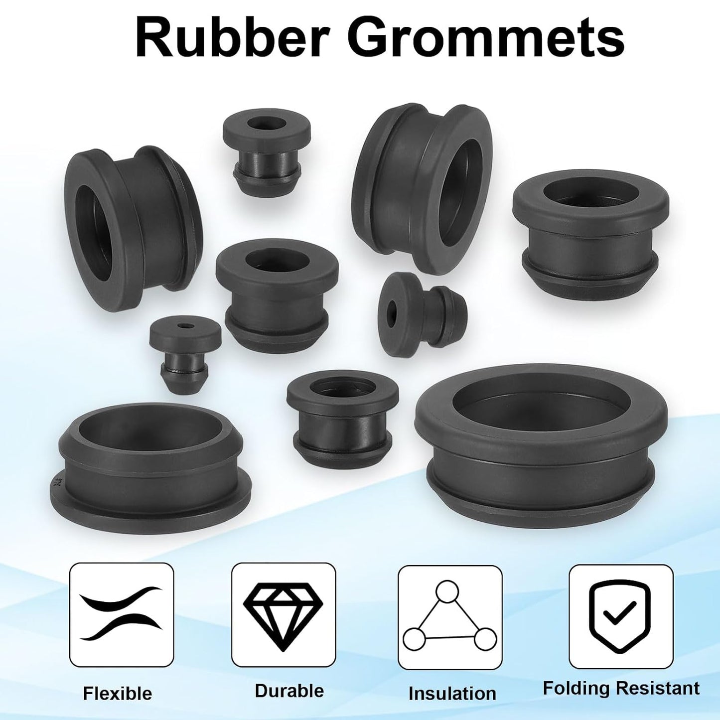 PATIKIL 58.6mm / 2-5/16 Inch Drill Hole,2-1/16 Inch ID Rubber Grommets, 3Pcs Top Hat Grommet for Wiring Eyelet Ring Gasket Automotive Firewall Cable Hole Plugs Wires Protection, Black