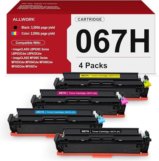 067H High Yield Toner Cartridge Compatible Replacement for Canon 067H 067 High Capacity Works for Canon Color imageCLASS MF650C LBP630C Series MF656Cdw MF653Cdw MF654Cdw LBP632Cdw 4-Pack