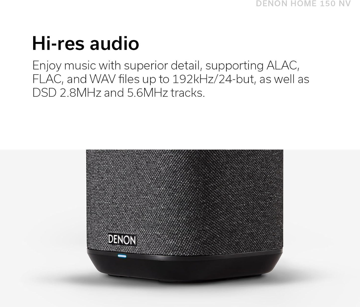 Denon Home 150 NV Wireless Speaker (White), 1" Tweeter, 3.5" Woofer, Home Speaker with HEOS Built-in, AirPlay 2, and Bluetooth, Multi-Room Streaming, Simple Setup, Compact Design