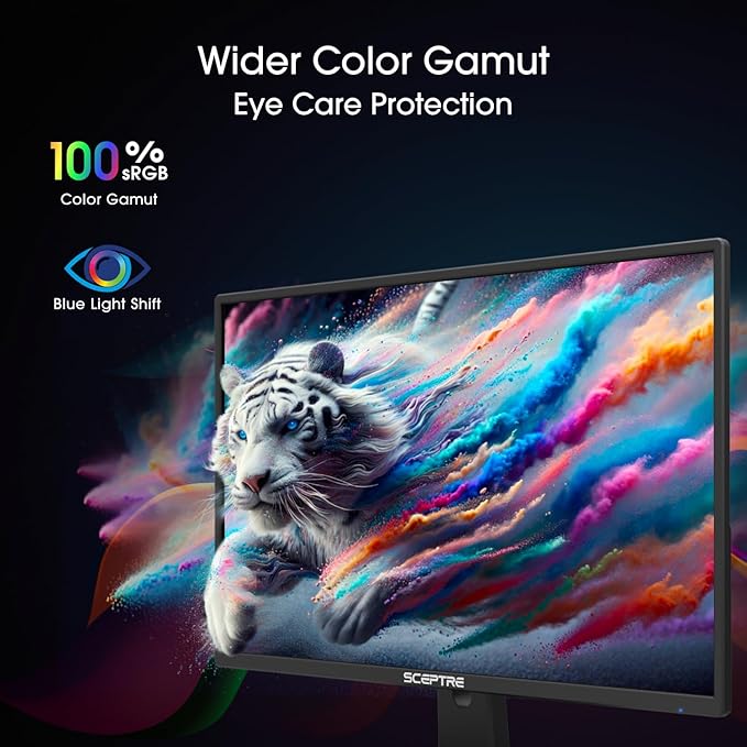 New! Sceptre 24-inch Prime Monitor 100Hz 100% sRGB HDMI x2 VGA Build-in Speakers Machine Black 2026 (E248W-19203R Series)