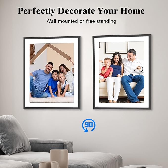 Large 32GB Digital Photo Frame - Dual-WiFi Smart Digital Photo Frame IPS Touch Display, 17-inch Electronic Digital Photo Frame, Auto-Rotate, Easy to Share Photo Video via App Email, Mom