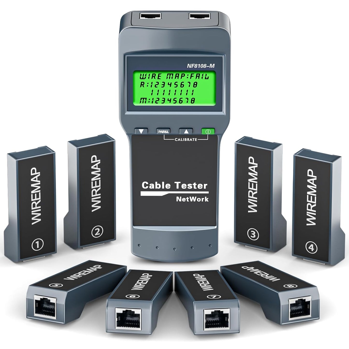 RJ45 Network Cable Tester, VXSCAN 8 Remote Units Network LAN Length Ethernet Cable Tester Kits for Cat5/CAT5e/CAT6/CAT6e - Locate The Breakage Point Length Measurement & Continuity Checking