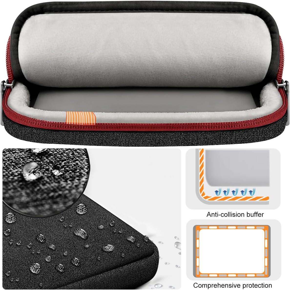 Hseok Laptop Case 15 15.6 16 inch Sleeve with Handle and Hidden Strap,Compatible with MacBook Pro 15.4 16, 360° Protective PC Briefcase with 4 Pockets for Laptop Accessory,Easy to Carrying,Red