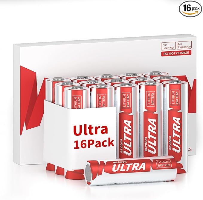 BEVIGOR AA Lithium Batteries 16Pack Ultra, 3500mAh 1.5V Double A Lithium Battery, Longer Lasting AA Batterie for Blink Smart Lock Deadbolt, Aralm System etc High-Tech Devices, Non-Rechargeable