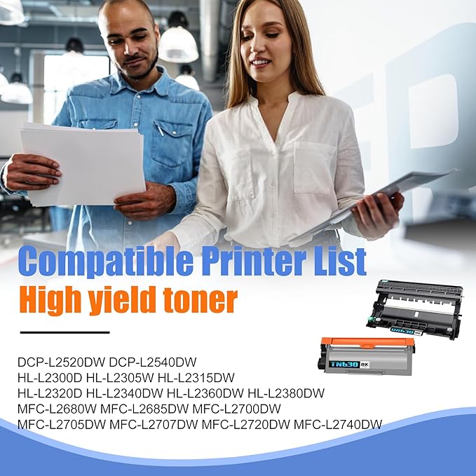 2-Pack TN630 DR630 Black Toner Cartridge and Drum Unit, Replacement for Brother HL-L2300D L2305W L2315DW L2320D L2340DW L2360DW L2380DW MFC-L2680W L2700DW L2705DW L2720DW L2740DW DCP-L2520DW Printer