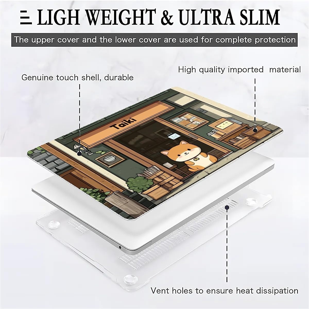 Compatible with MacBook Air 13.3 13.6 Inch Case 2022 2021 2020 2019 Plastic Hard Shell Case Cover,13.6 Air (A2681) M2 2022, A Cute Shiba