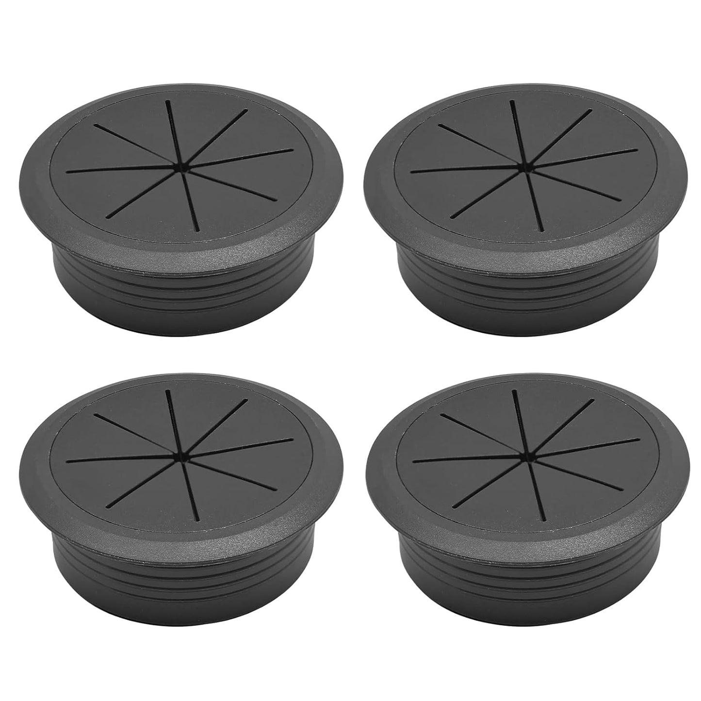 Desk Grommet 2-1/16" (53 mm), Desk Hole Cover for Cables Black, Cable Grommet ABS Plastic, Desk Hole Grommet for Office and Home Table Cable, Detachable & Flexible Cable Cord Organizer-4 Pcs